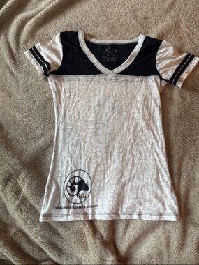 Blue 84 White and Black V-Neck Short Sleeve Tee